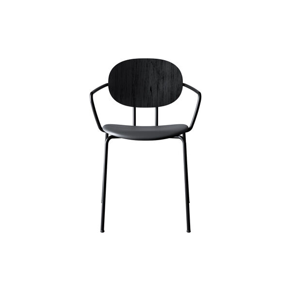 PIET HEIN Chair with Arms, black lacquered oak/Solid Black 509, Sibast Furniture