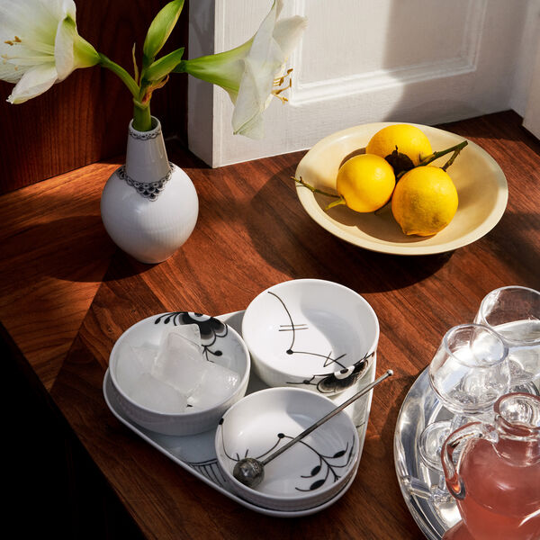 Sort Mega Riflet serveringssæt 4 dele, Royal Copenhagen