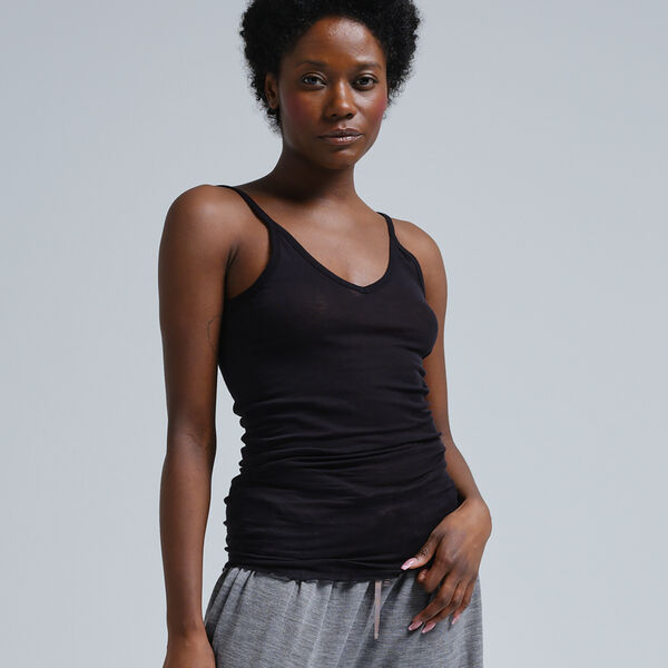 Cotton Spaghetti Top, black Cotton Spaghetti Top, black, Seamless Basic
