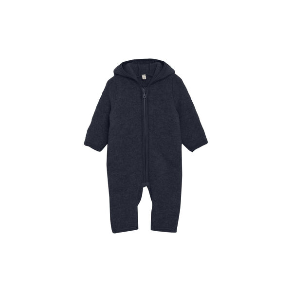 Pram Suit Ears Wool Fleece, navy melange, HUTTEliHUT