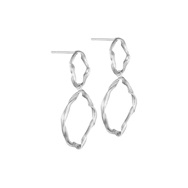 Øreringe dobbelt børstede, sølv, Pure by Nat