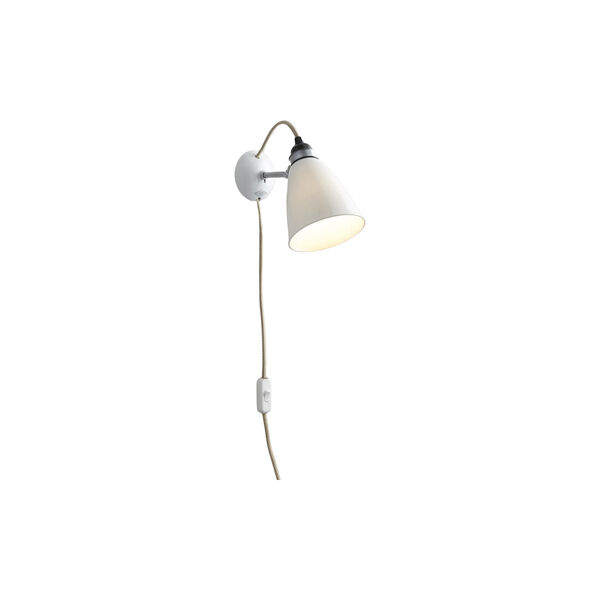 Hector Medium Dome Wall Light Plug with Switch & Cable, natural white, Original BTC