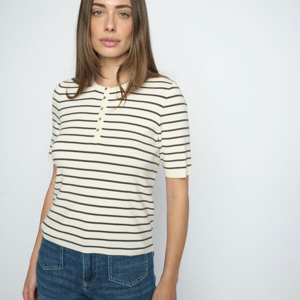 MMAliz Caliz Stripe SS Knit, india ink, MOS MOSH