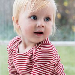 Baby Body Stripe | Ruby/Offwhite | Bodystocking, Serendipity