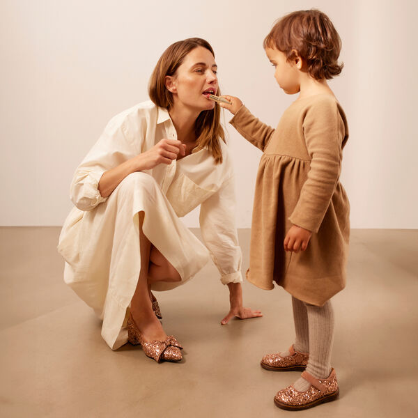 Tullesko i funklende glitter, clay glitter/clay, ANGULUS