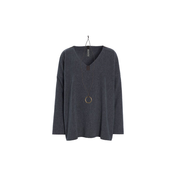 Oversized Fleece Blouse with V-Neck | Grey | Bluse, Henriette Steffensen Copenhagen