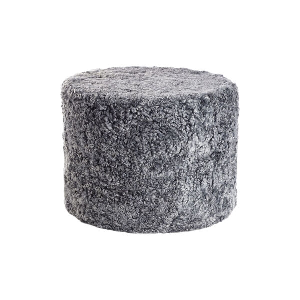Puf i Newzealandsk korthåret & krøllet lammeskind, light grey, NATURES Collection