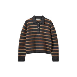 STORMASW STRIPED KNIT POLO, dark grey melange, Sofie Schnoor