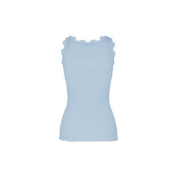 Silketop med blonder, heather sky, Rosemunde