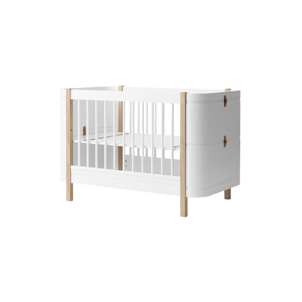 Wood Mini+ tremmeseng ekskl. junior kit 68x122 cm, hvid/eg, Oliver Furniture