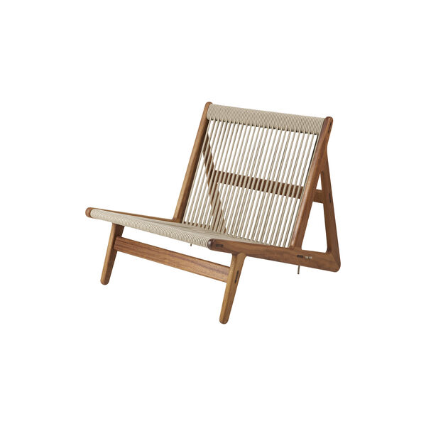MR01 Outdoor Initial Lounge Chair, oiled iroko/sunfire melange beige/sand, GUBI