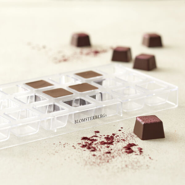 Chokoladeform firkant til 21 stk. Chokoladeform firkant til 21 stk., Blomsterbergs