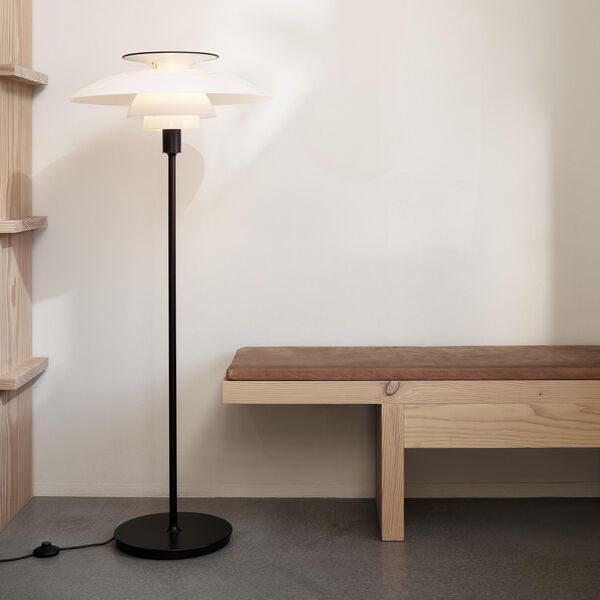PH 80 gulvlampe, hvid opal/sort, Louis Poulsen
