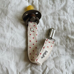 Pacifier Clip, red dot, Lalaby