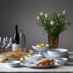 Musselmalet Halvblonde skål på høj fod 15,5 cm, Royal Copenhagen