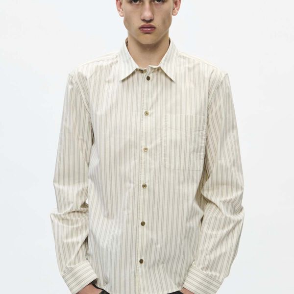 WWAdrian shirt, silver birch stripe, Wood Wood