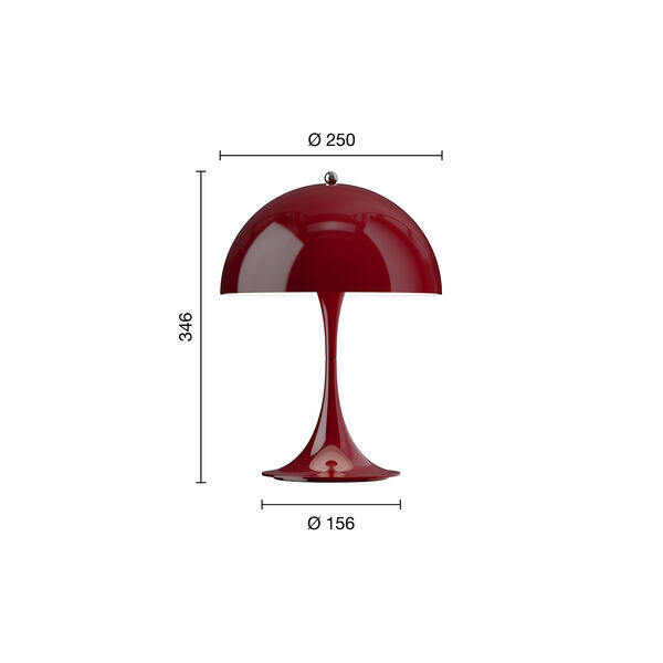Panthella 250 Portable bordlampe, opaque burgundy, Louis Poulsen