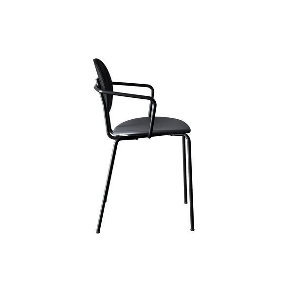 PIET HEIN Chair with Arms, black lacquered oak/Solid Black 509, Sibast Furniture
