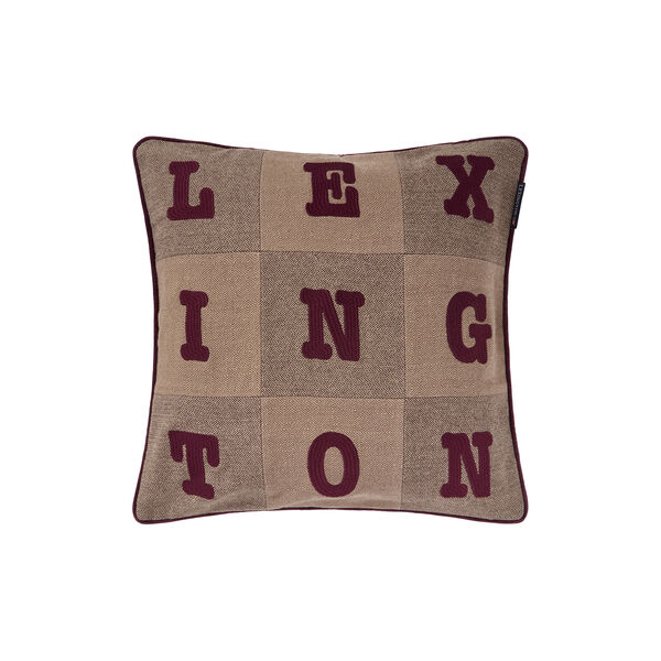 Letter Patch Pillow Cover | Beige/Brown/Fig | Pudebetr&aelig;k, Lexington