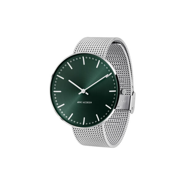 City Hall armbåndsur, evergreen/steel, Arne Jacobsen Watches