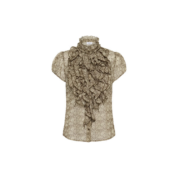 LiljaSZ Crinkle SS Shirt, dark earth flower paper, Saint Tropez