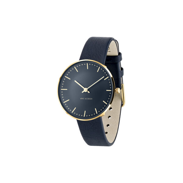 City Hall Bangle armbåndsur, oxford blue/gold/gold, Arne Jacobsen Watches