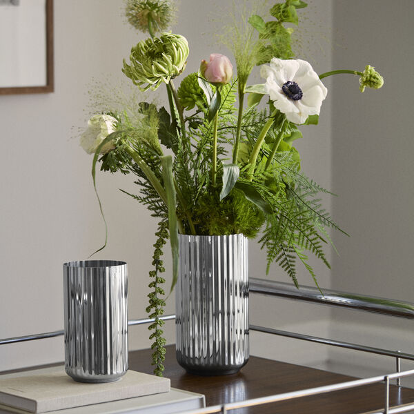 Lyngby Vase 20,5 cm, rustfrit st&aring;l, Lyngby Porcel&aelig;n