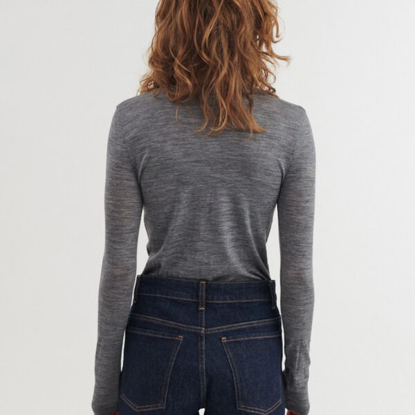 Rinja LS Tee, grey mel., Basic Apparel