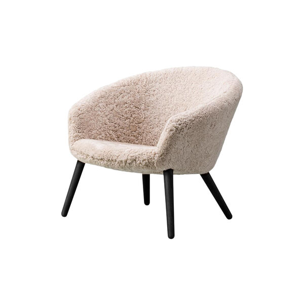 Ditzel loungestol, hvid/sortlakeret eg, Fredericia Furniture