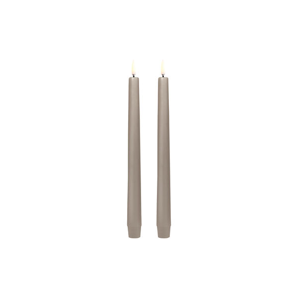 LED Classic Taper Candle 25 cm 2 pcs, sandstone, Uyuni Lighting