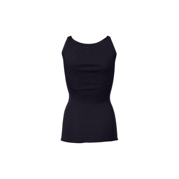 Silketop med elastikbånd, navy, Rosemunde