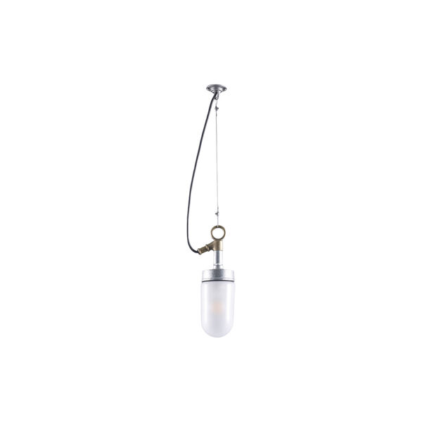 Well Glass Pendant 7679 IP44, galvanised silver/frosted, Original BTC