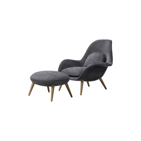 Swoon loungestol og skammel, Maple 192, Fredericia Furniture