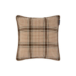 Checked Pillow Cover | Brown/Fudge/Lt Beige | Pudebetr&aelig;k, Lexington