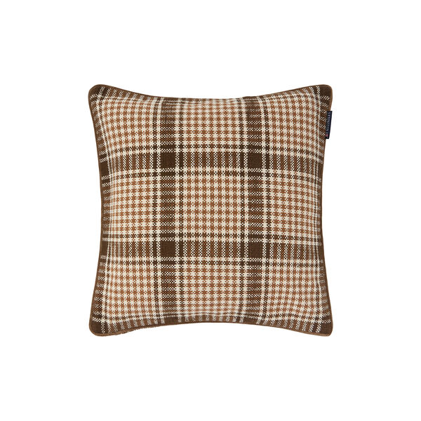 Checked Pillow Cover | Brown/Fudge/Lt Beige | Pudebetr&aelig;k, Lexington