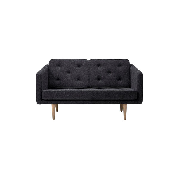 No. 1 2002 2 pers. sofa, mørkegrå/olieret eg, Fredericia Furniture