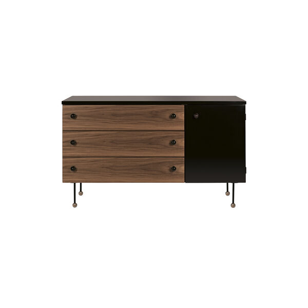 62 Sideboard 3 Drawer, walnut/black, GUBI