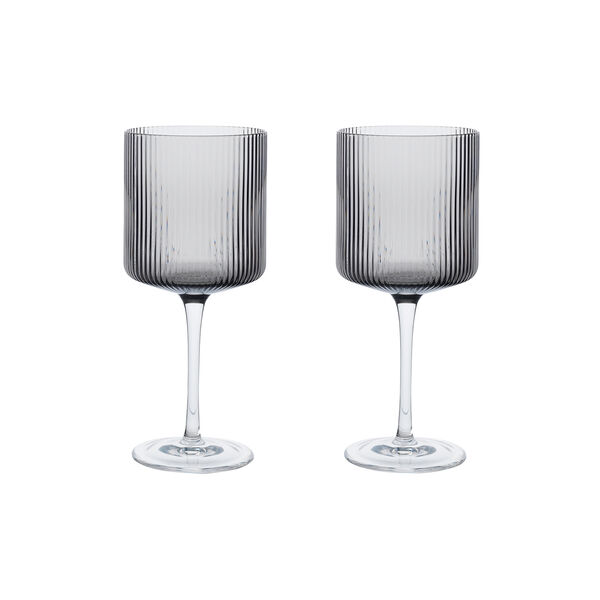 Ripple R&oslash;dvinsglas 2 stk., smoked grey, Ferm Living