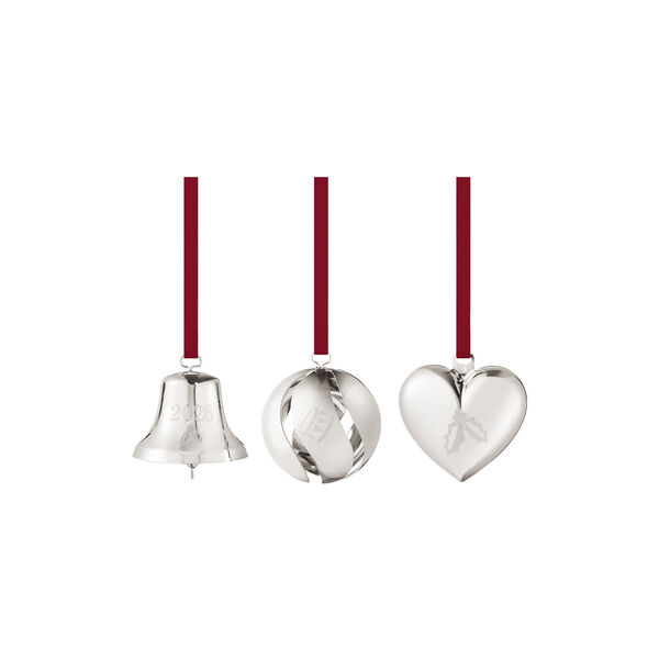 2026 Juleornaments&aelig;t 3 stk., s&oslash;lv, Georg Jensen