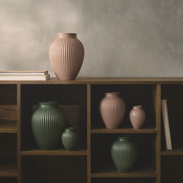 Knabstrup vase ripple, mat celadon green, Knabstrup Keramik