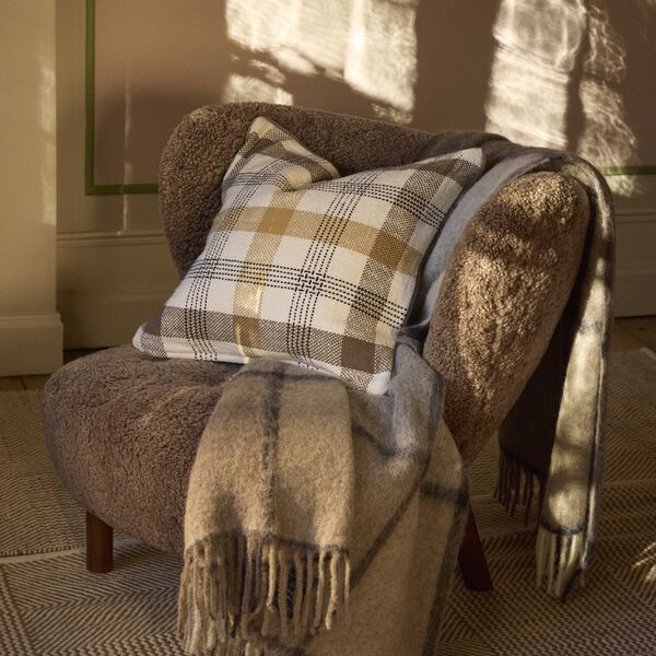 Checked Pillow Cover, olive/oat, Lexington