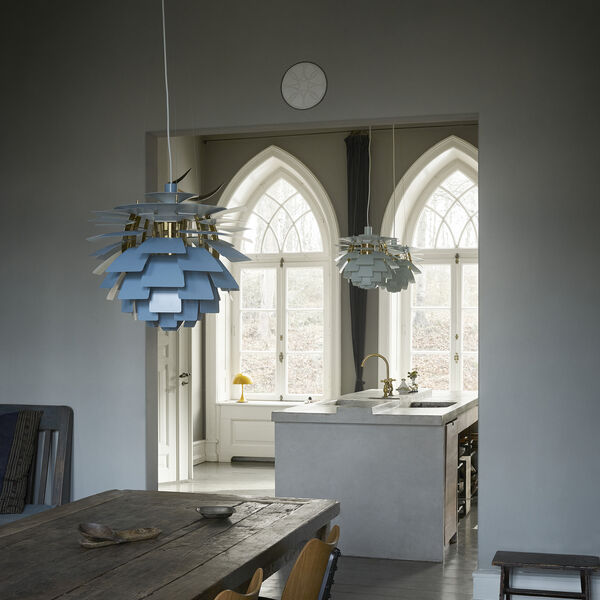 PH Artichoke, dusty blue/brass metallised, Louis Poulsen