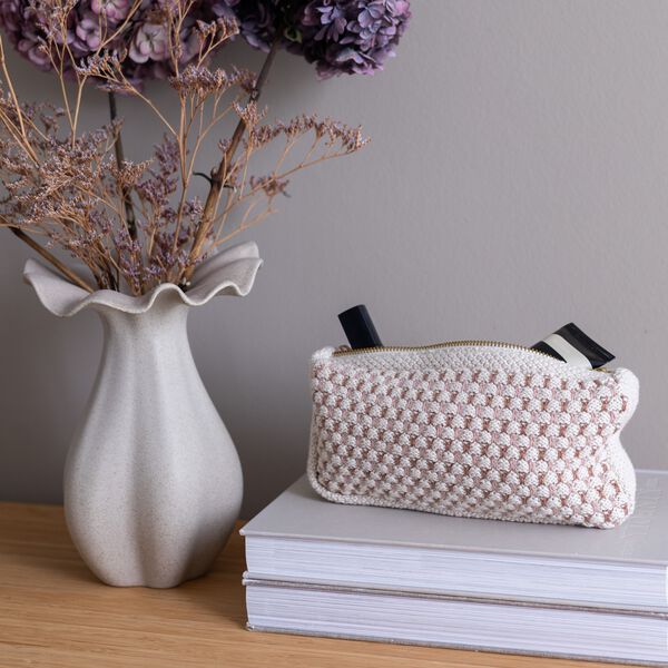 Strikket Clutch Multi, beige-rose-brown, By LOHN