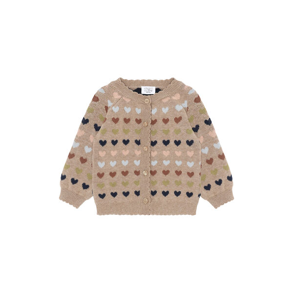 Hccilja Winter Heart Cardigan, biscuit, Hust & Claire