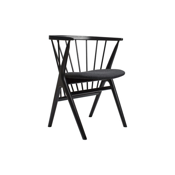 Sibast No 8 spisestol, sortlakeret eg/mørkegrå, Sibast Furniture