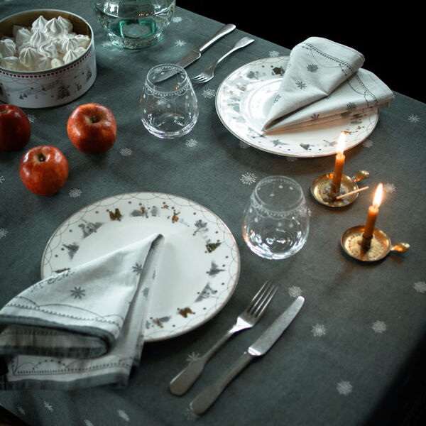 Julemorgen Story | Damask servietter 2 stk. | 45x45 | Hvid/gr&oslash;n, Wik & Wals&oslash;e