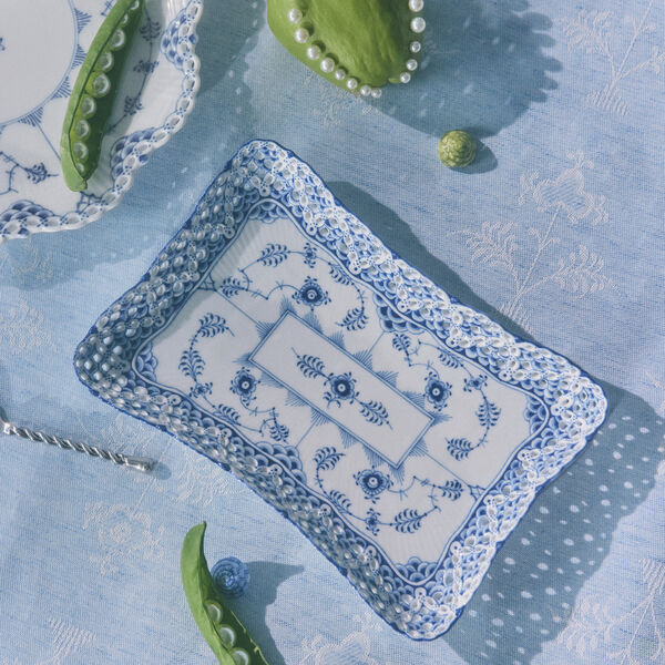 Musselmalet Helblond Rektangul&aelig;rt fad, Royal Copenhagen