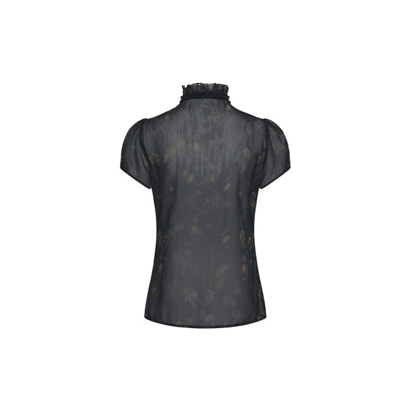 LiljaSZ Crinkle SS Shirt, black washed dandelions, Saint Tropez