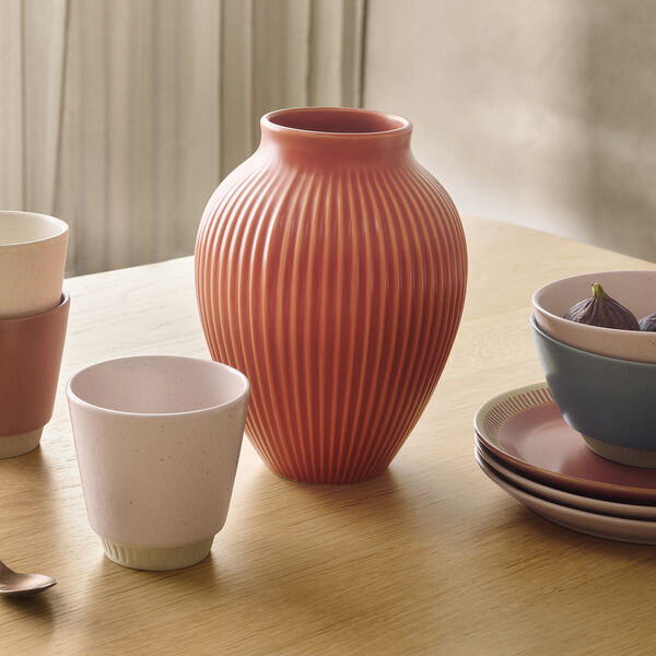 Knabstrup vase ripple, coral, Knabstrup Keramik