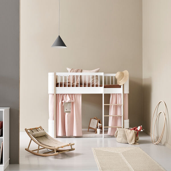 Wood Mini+ halvhøj seng 68x162 cm, hvid/eg, Oliver Furniture